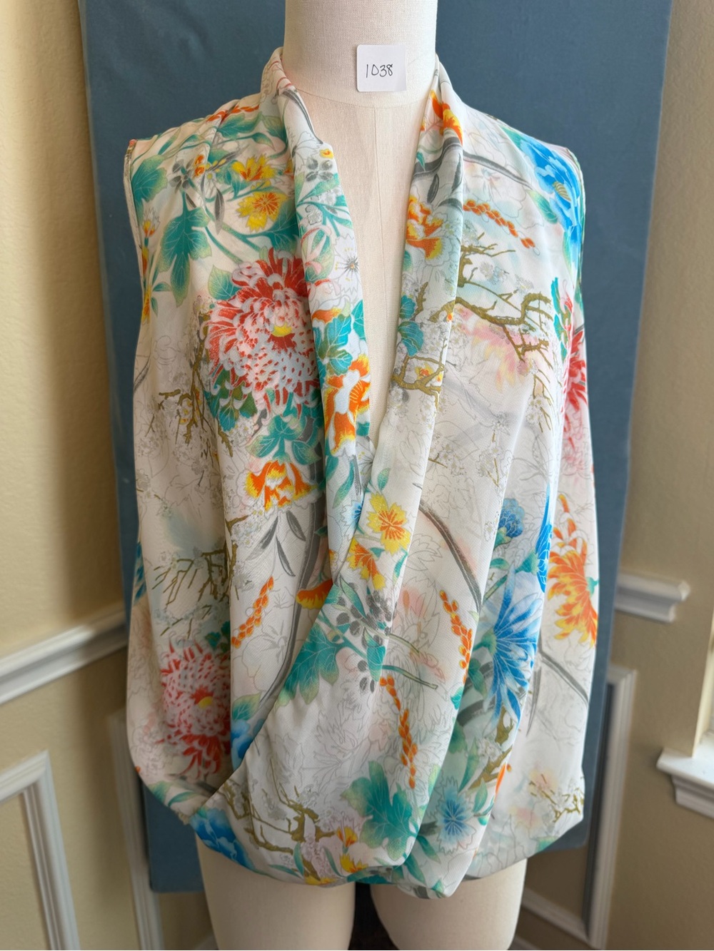 KUT from the Kloth  Drape Front Sleeveless Top Multicolor Size S